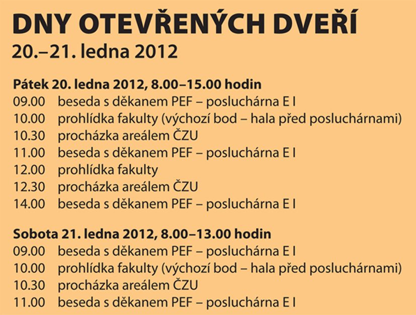 Dny otevřených dveří na Provozně ekonomické fakultě