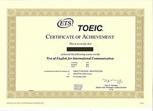 TOEIC certificate