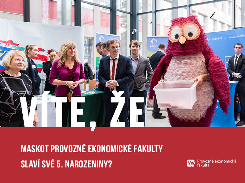 Sova PEF - maskot Provozně ekonomické fakulty slaví páté narozeniny; autor obrázku Patrik Hácha