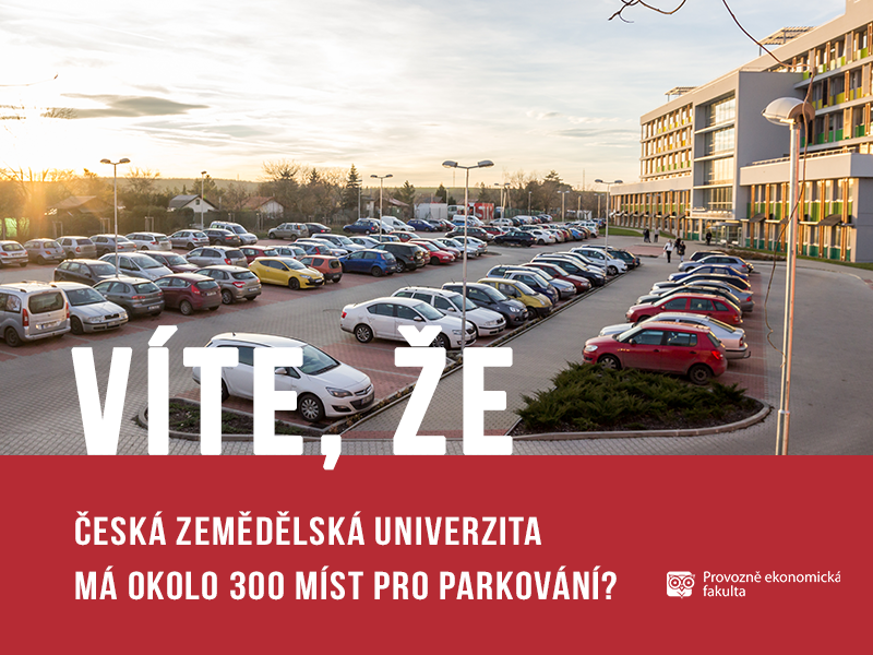 Česká zemědělská univerzita má 300 míst pro parkování; autor obrázku Patrik Hácha