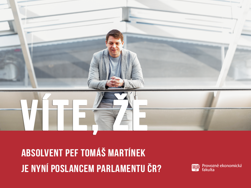 Absolvent Tomáš Martínek poslanec parlamentu ČR;autor Patrik Hácha 