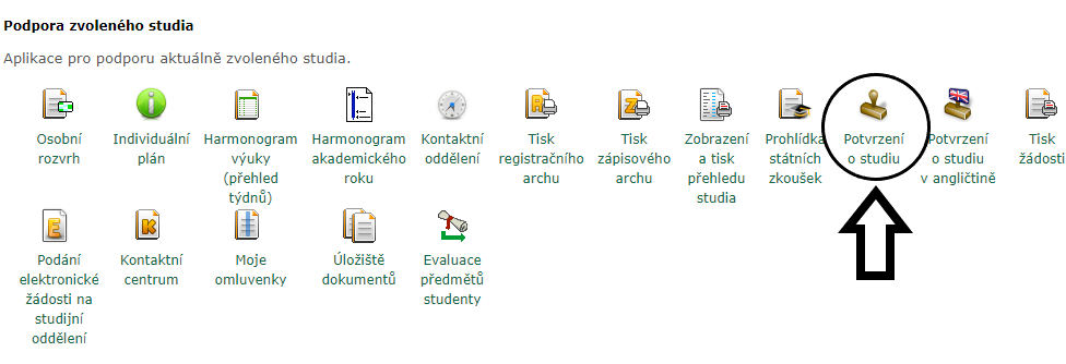 Potvrzení o studiu bez návštěvy studijního oddělení